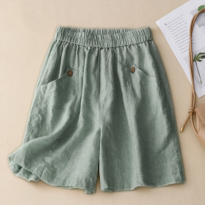 Women's Summer Shorts Elastic Waist A-Line Wide Leg Pants Loose Slimming Casual Shorts