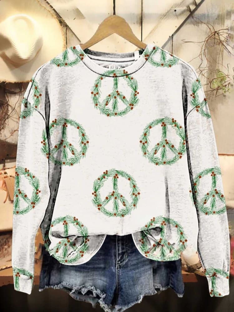 Christmas Peace Sign Casual Sweatshirt