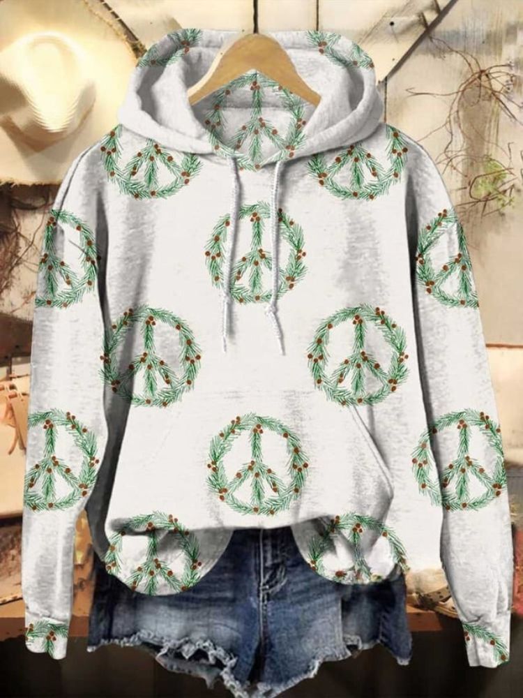 Christmas Peace Sign Casual Sweatshirt