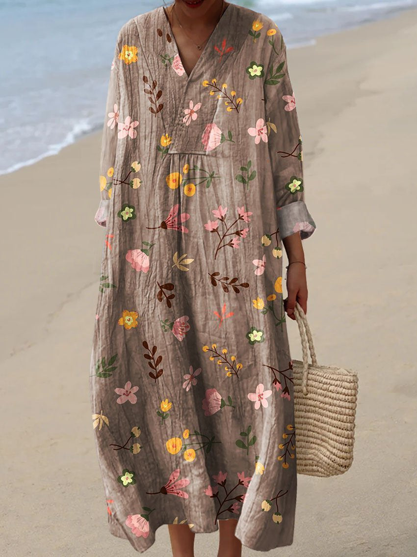 Women's  Flower  Art Print Flowy Dress