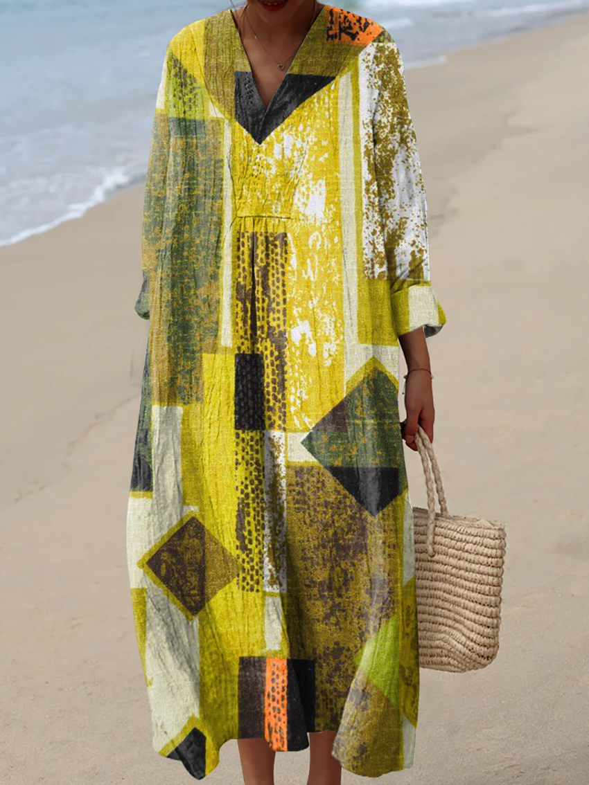 Women's Abstract Colorful Geometric Graffiti Art Print Dress