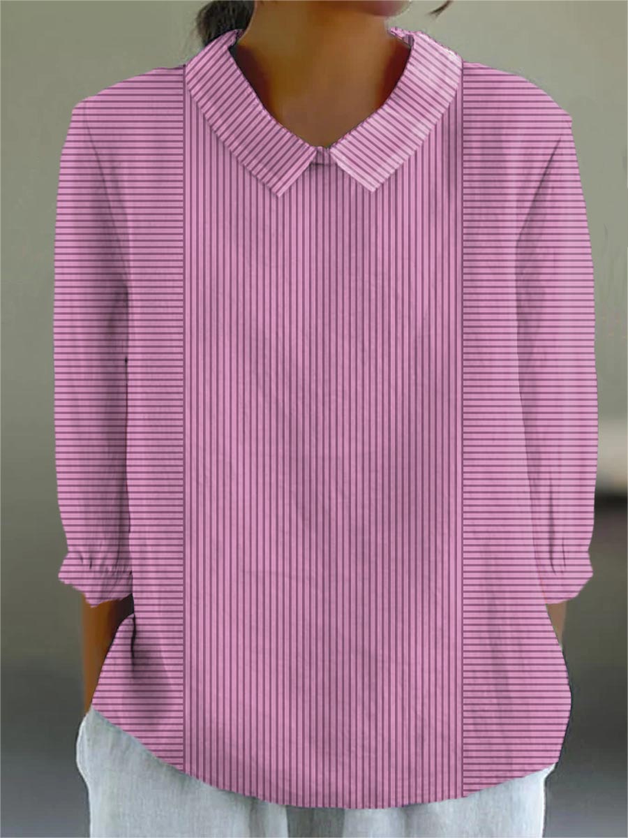 Women's Abstract Geometric Line Pattern Art Print Casual 3/4 Sleeve Shirt