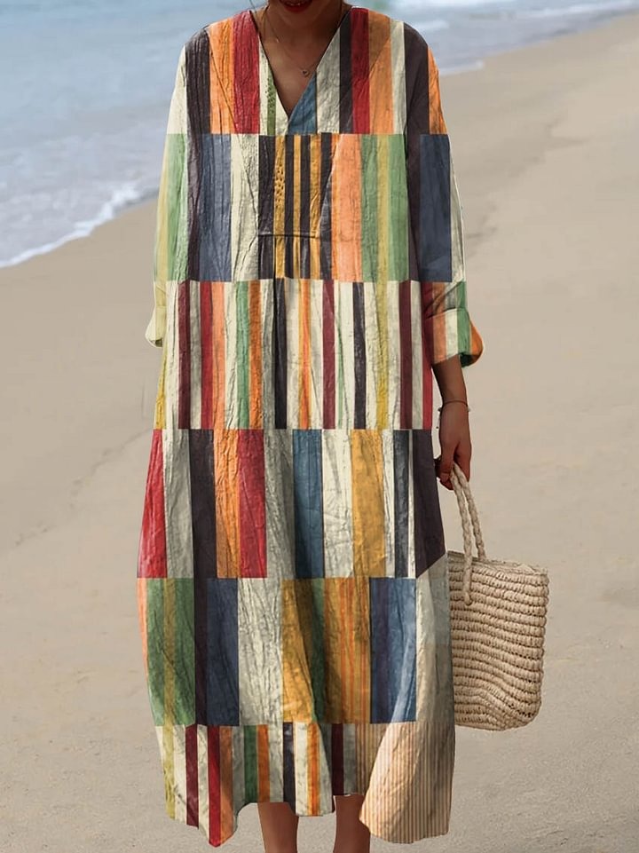 Women's Abstract Geometric Pattern Art Print Casual 3/4 Sleeve Shirt