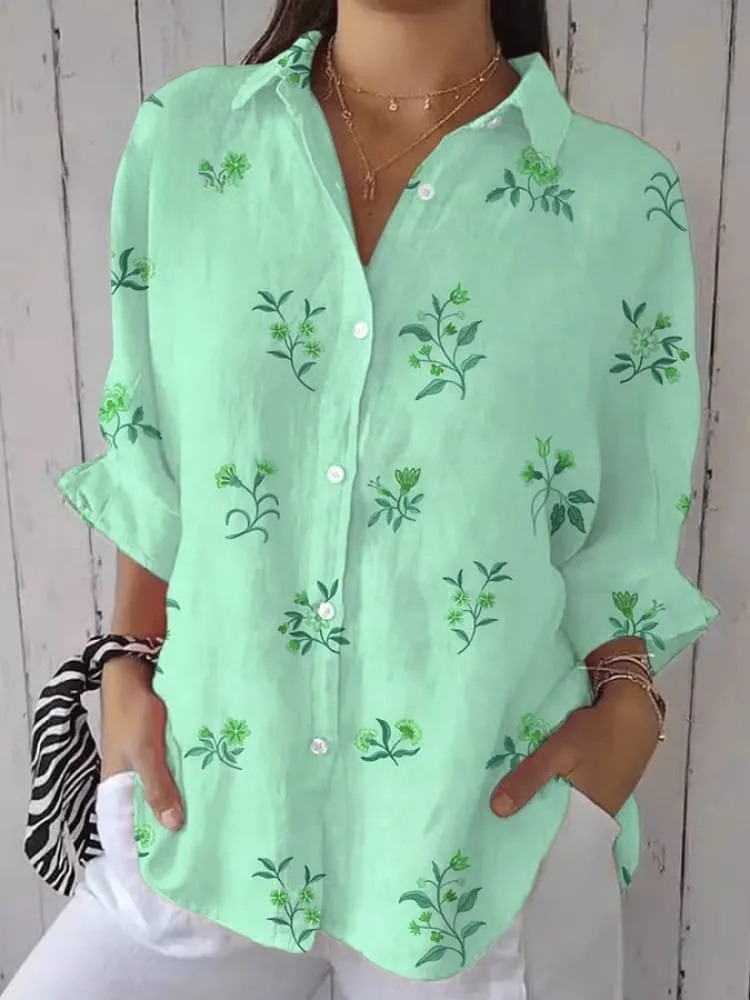 Women's Casual Retro Floral Shirt