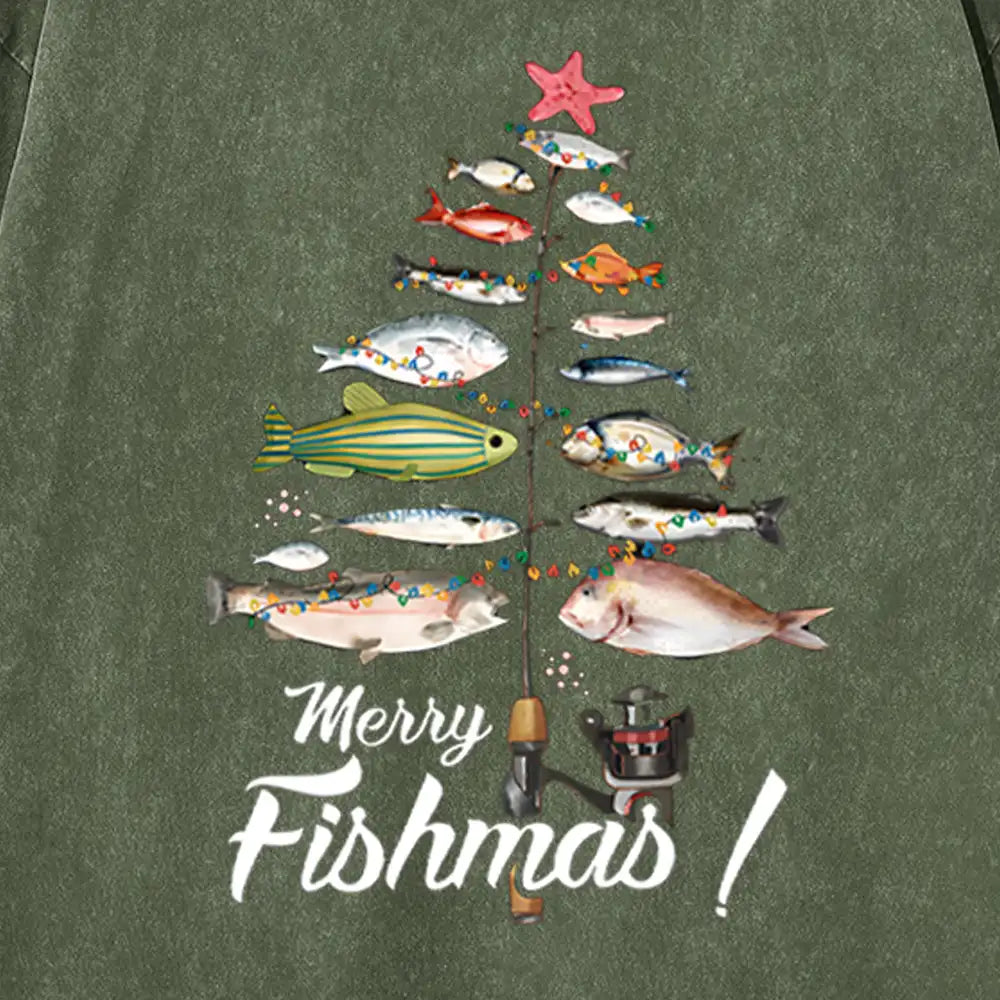 Merry Fishmas Print Unisex T-shirt