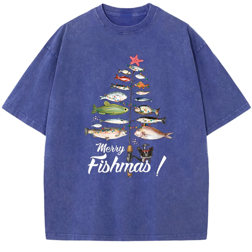 Merry Fishmas Print Unisex T-shirt
