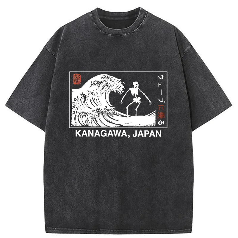   Skeleton Surfing Japan Washed T-Shirt