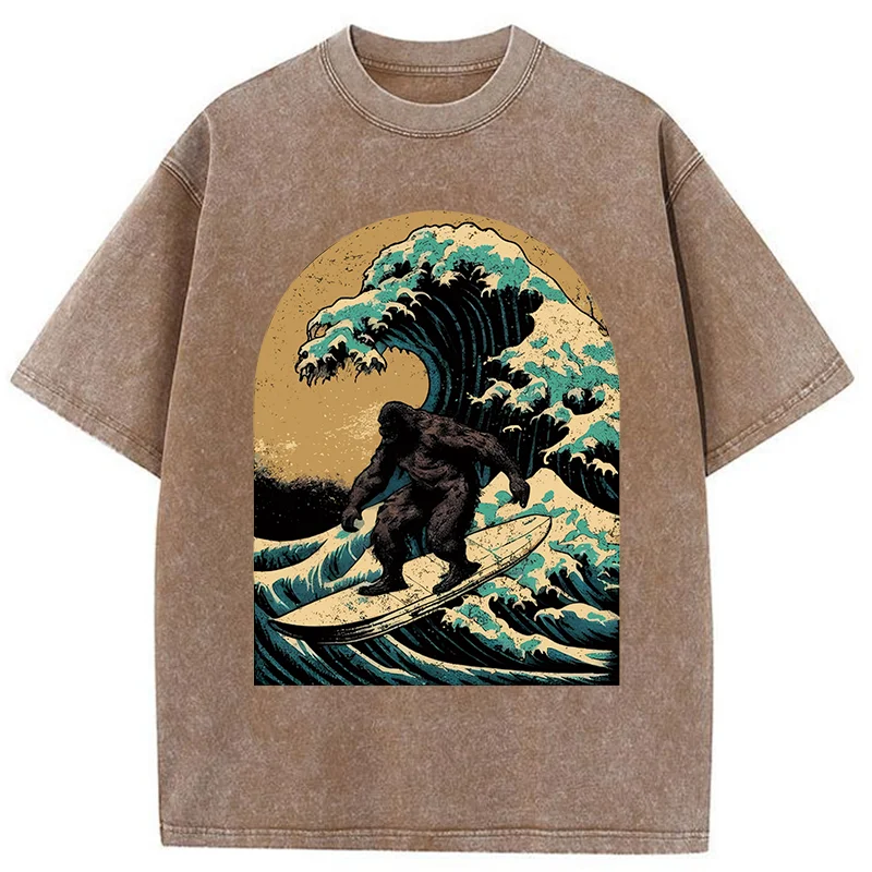 Bigfoot Surfing Washed T-Shirt