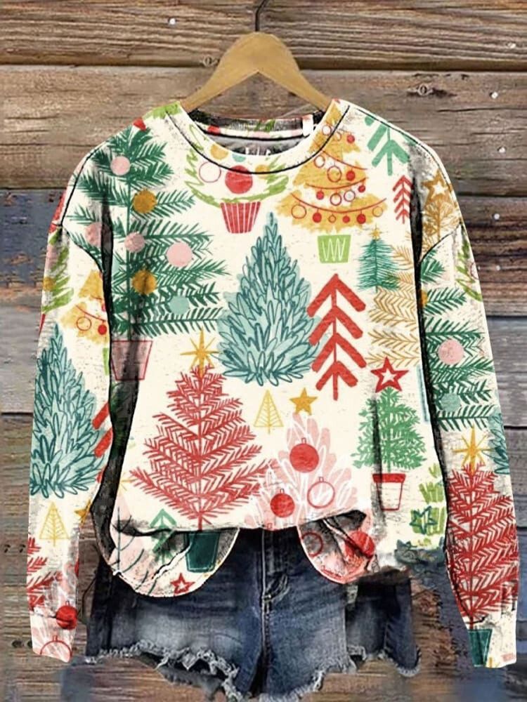 Christmas Tree Art Print Casual Sweatshirt