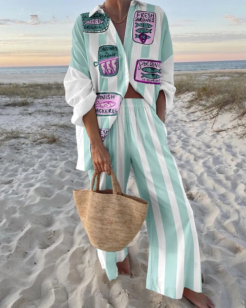 Holiday Streak Print Two-Piece Set