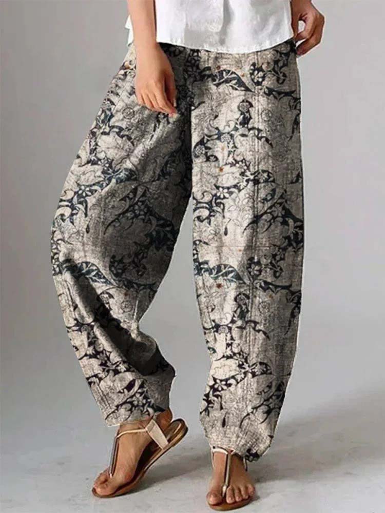Retro Printed Casual Pants