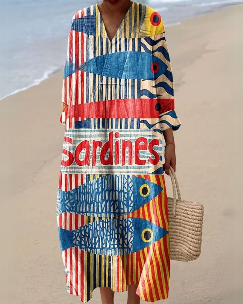 Women's Ocean Printed Maxi Dress