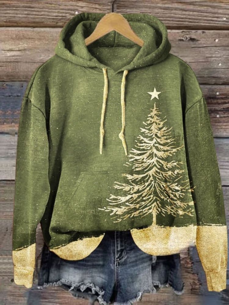 Vintage Christmas Print Casual  Sweatshirt