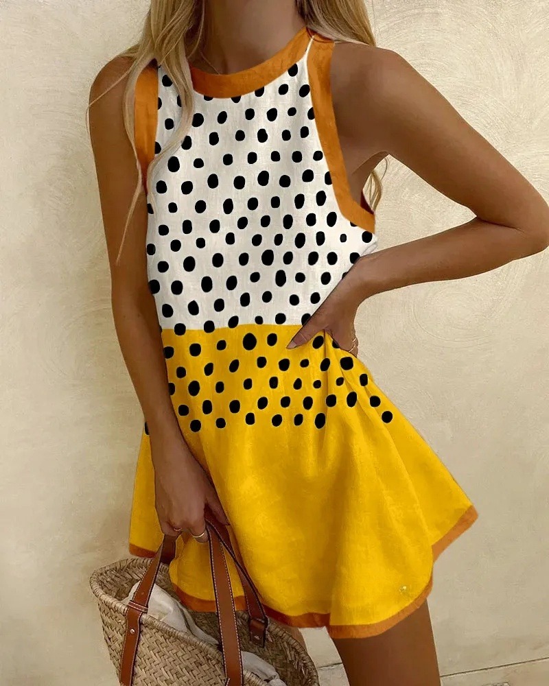 Geometric colorblock print mini dress