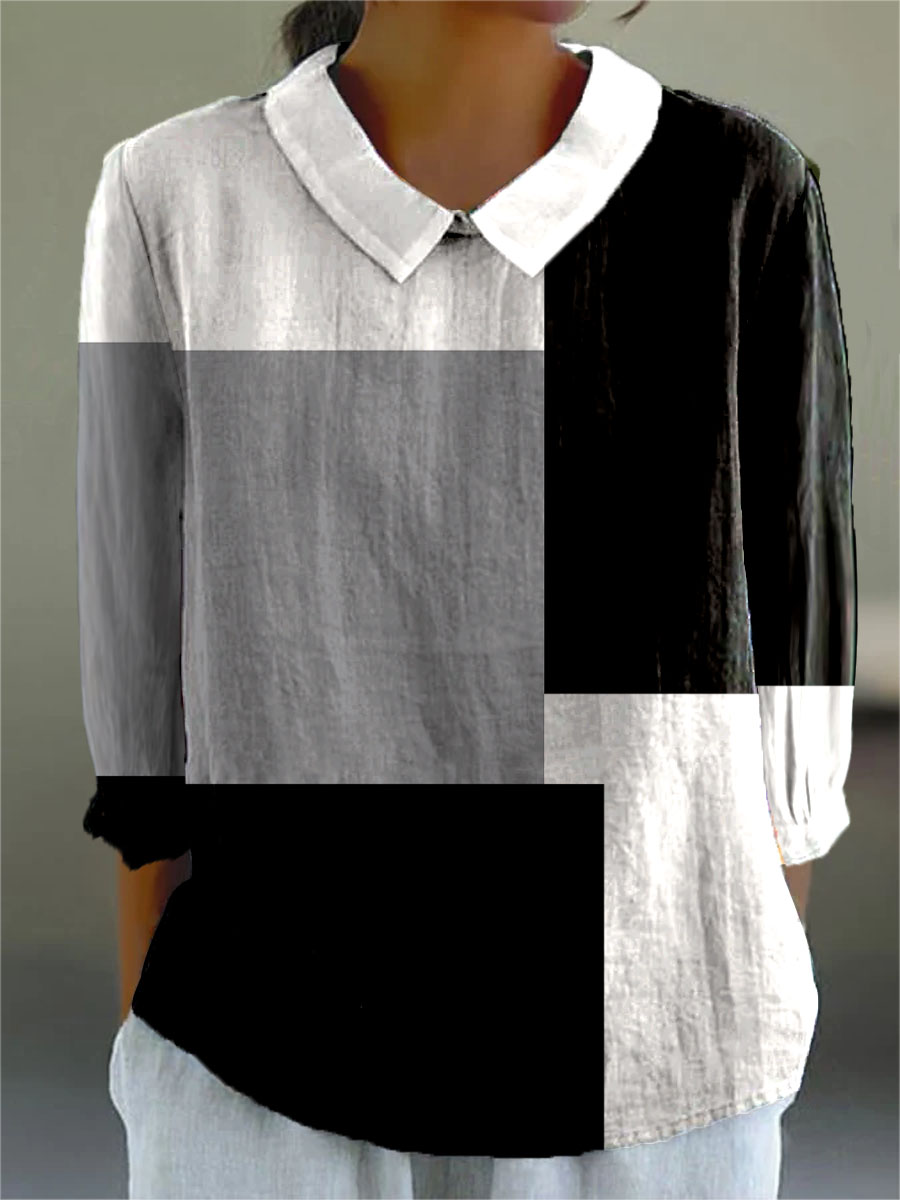 Women's Abstract Geometric Pattern Art Print Casual 3/4 Sleeve Shirt