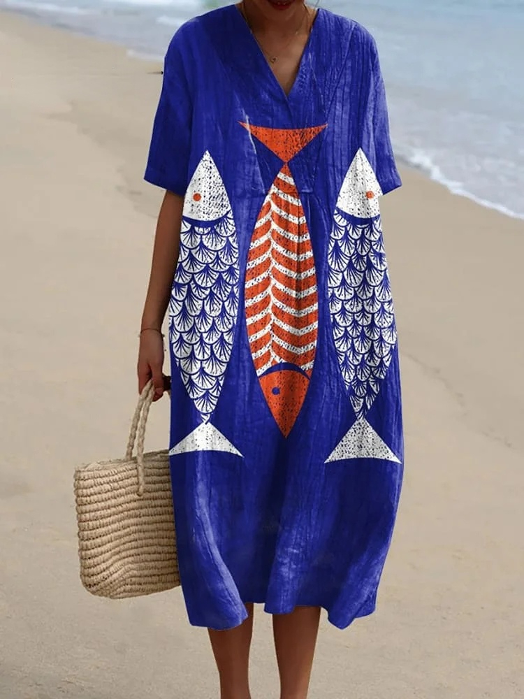 Women's  Fish  Art Print  Casual Dress