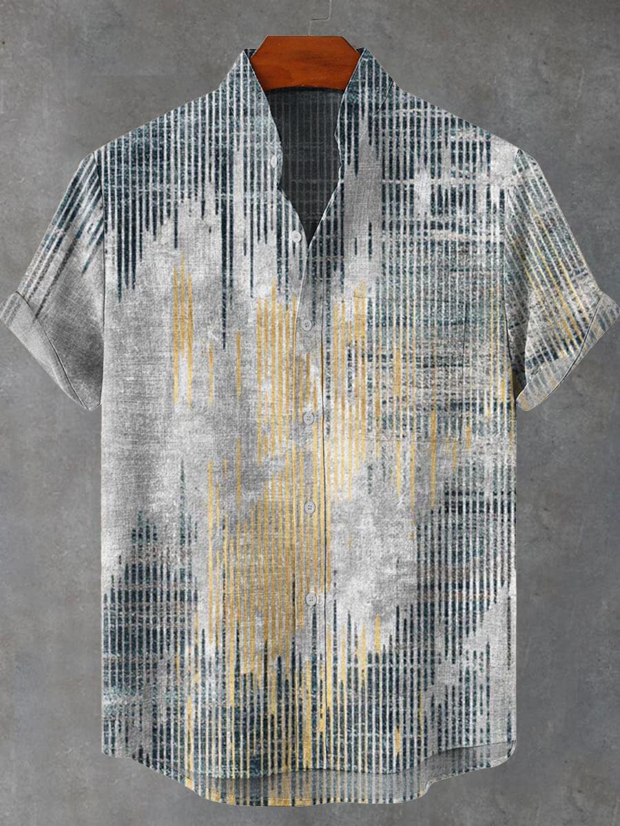 Vintage Art Living Abstract Print Casual Shirt