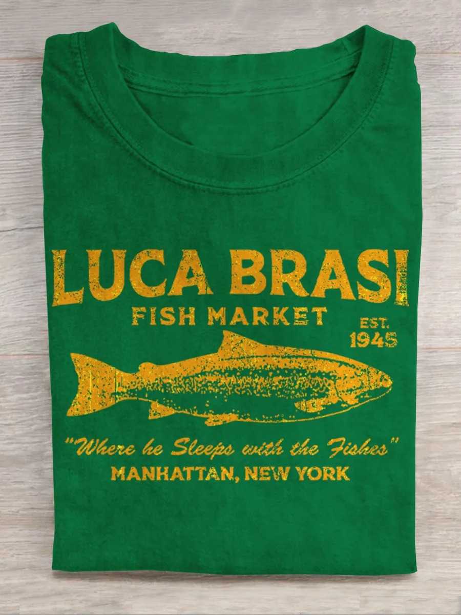 Luca Brasi Fish Market The Godfather EST 1945 Print Classic T-shirt