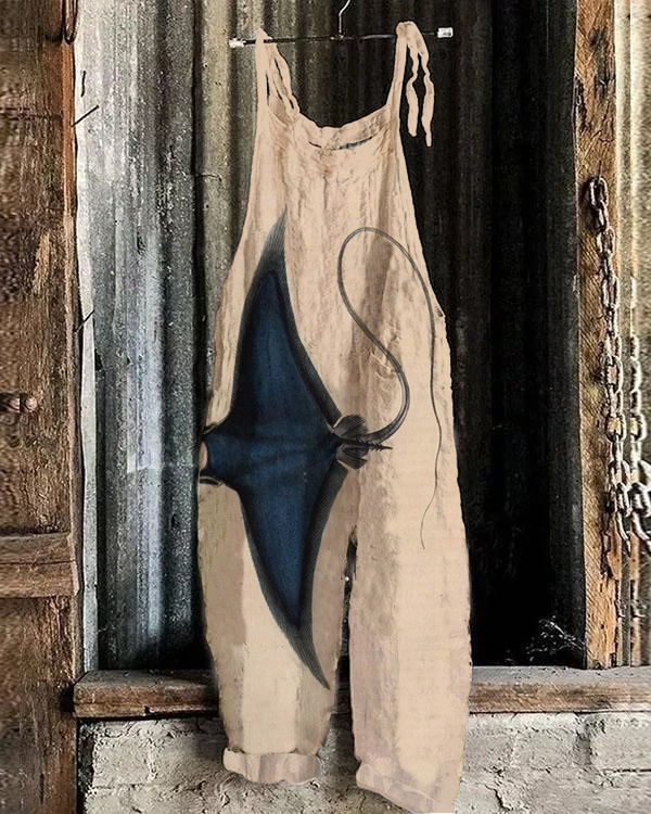 Artistic Manta Print Casual Jumpsuit