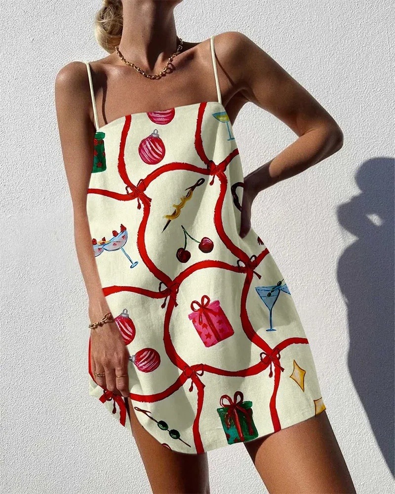 Holiday Gift Print mini dress