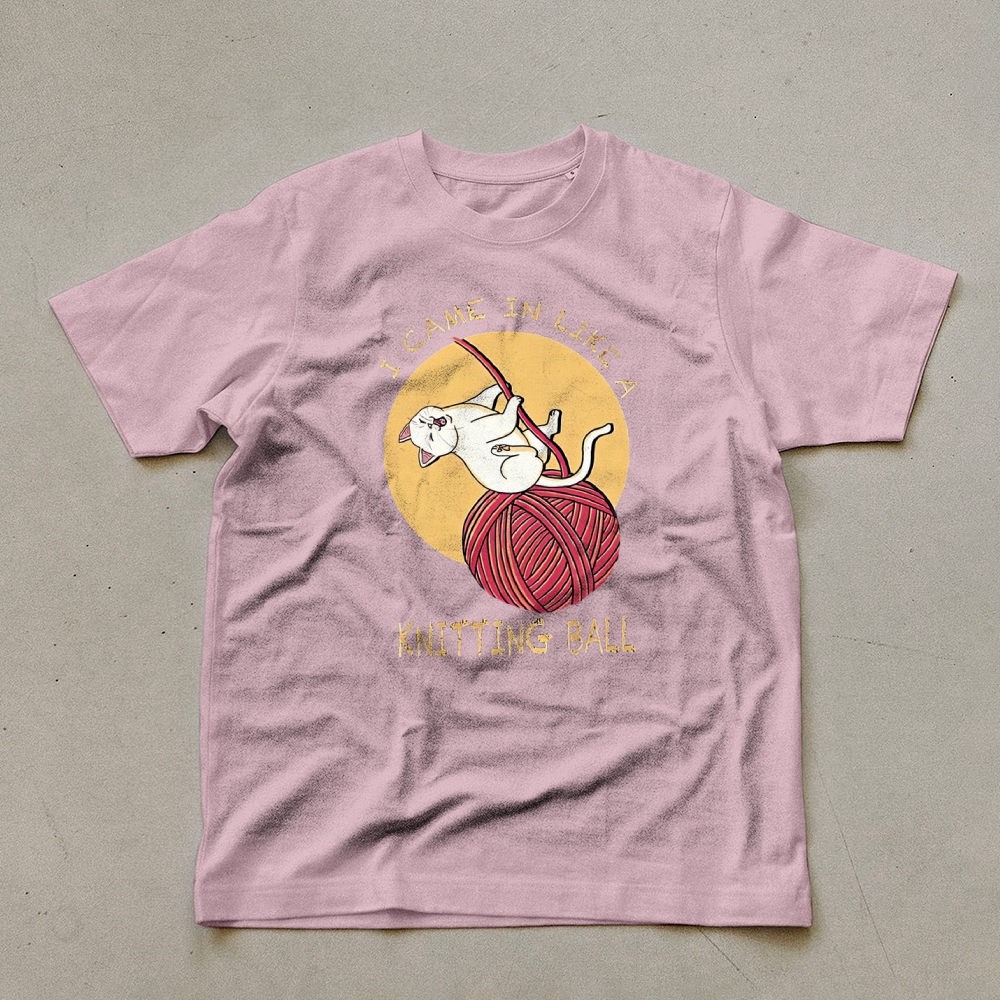 Wool Ball Cat Pattern Unisex Prints T-Shirt