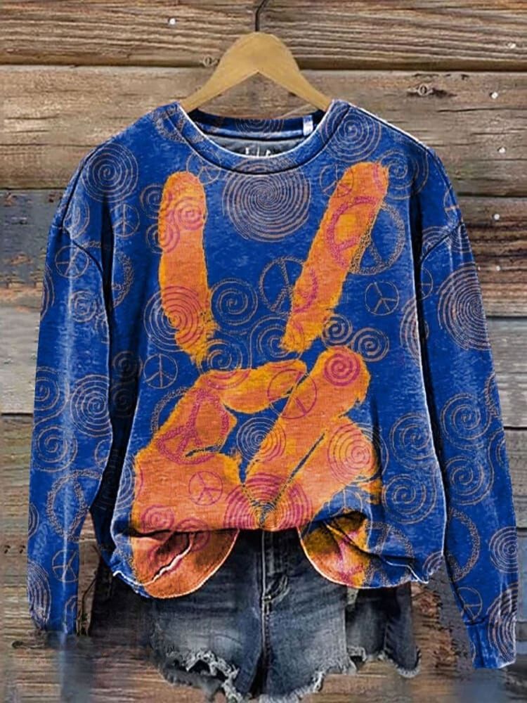 Love and Peace Art Print Casual Sweatshirt
