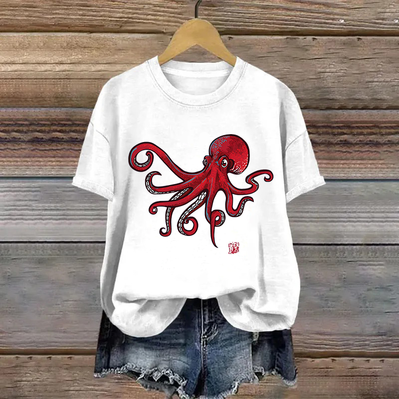 Cotton Octopus Printed T-shirt