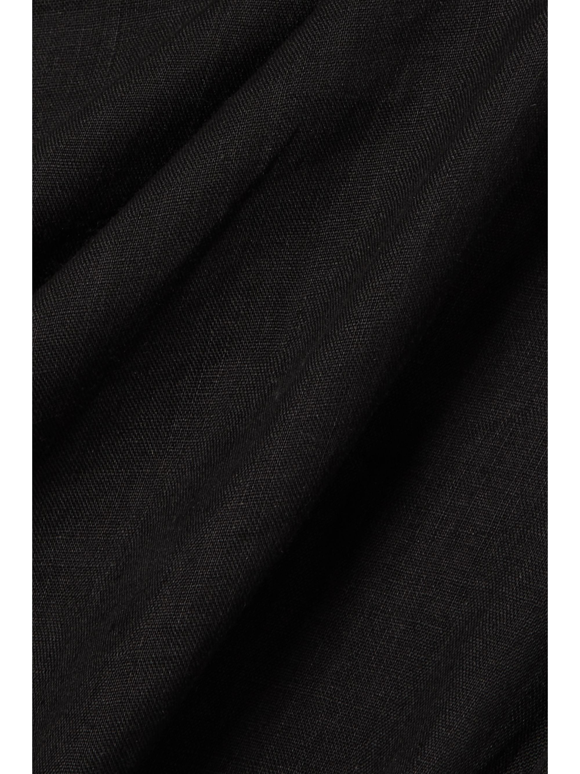 One-shoulder Cutout Gathered Ramie Mini Dress