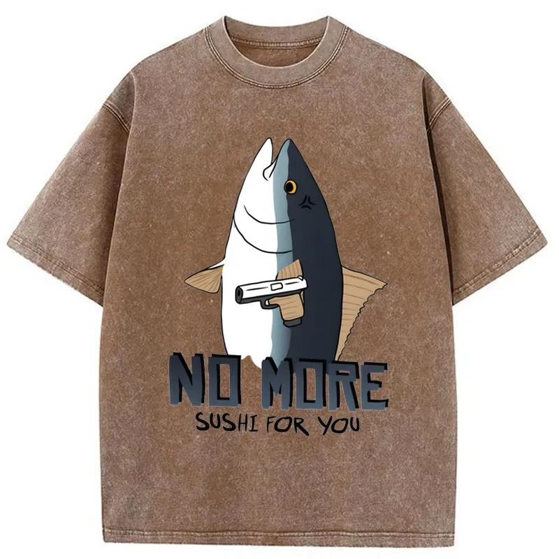   Fish With A Gun Washed T-Shirt