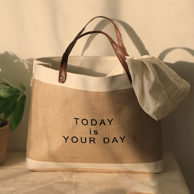 Japanese style dirty clothes fabric cotton linen handle basket