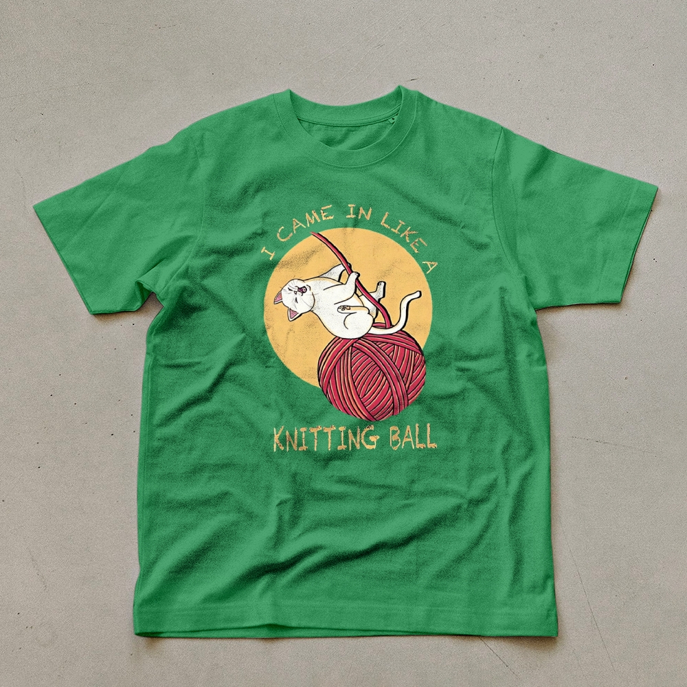 Wool Ball Cat Pattern Unisex Prints T-Shirt