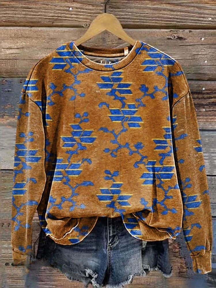 Colorblock Art Print Casual Sweatshirt