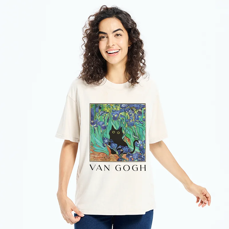   Van Gogh's Cat Japan Washed T-Shirt