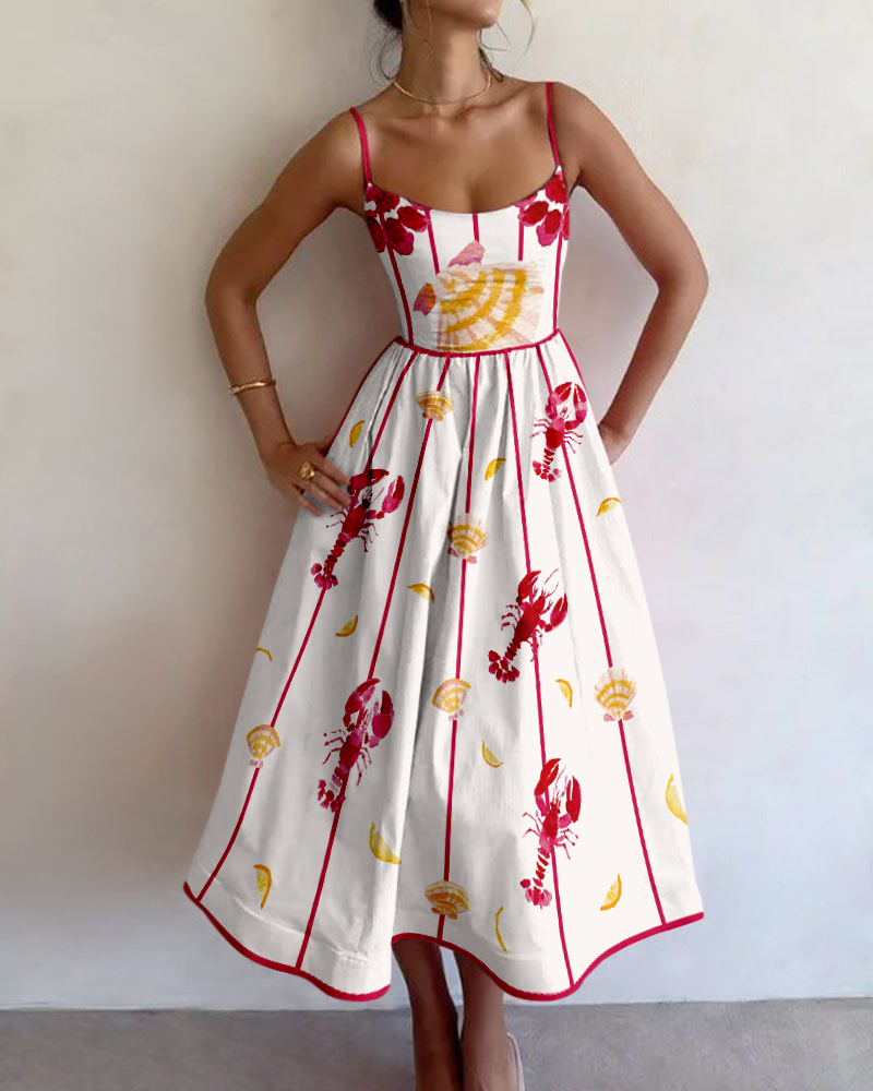 Resort lobster print slip dress