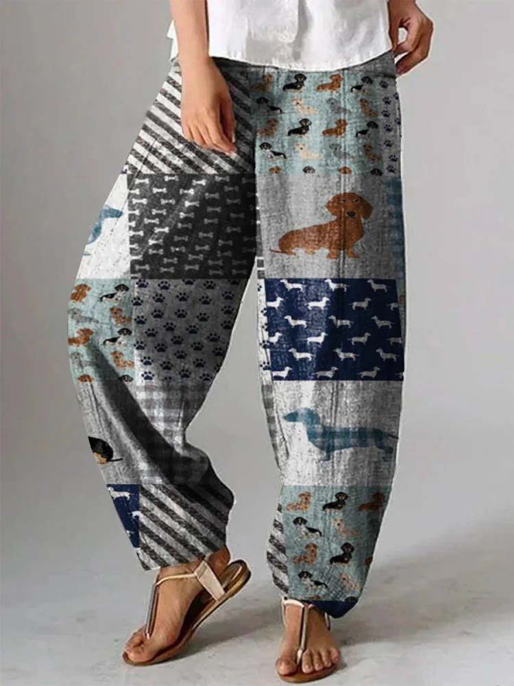 Dog Paw Print Casual Pants