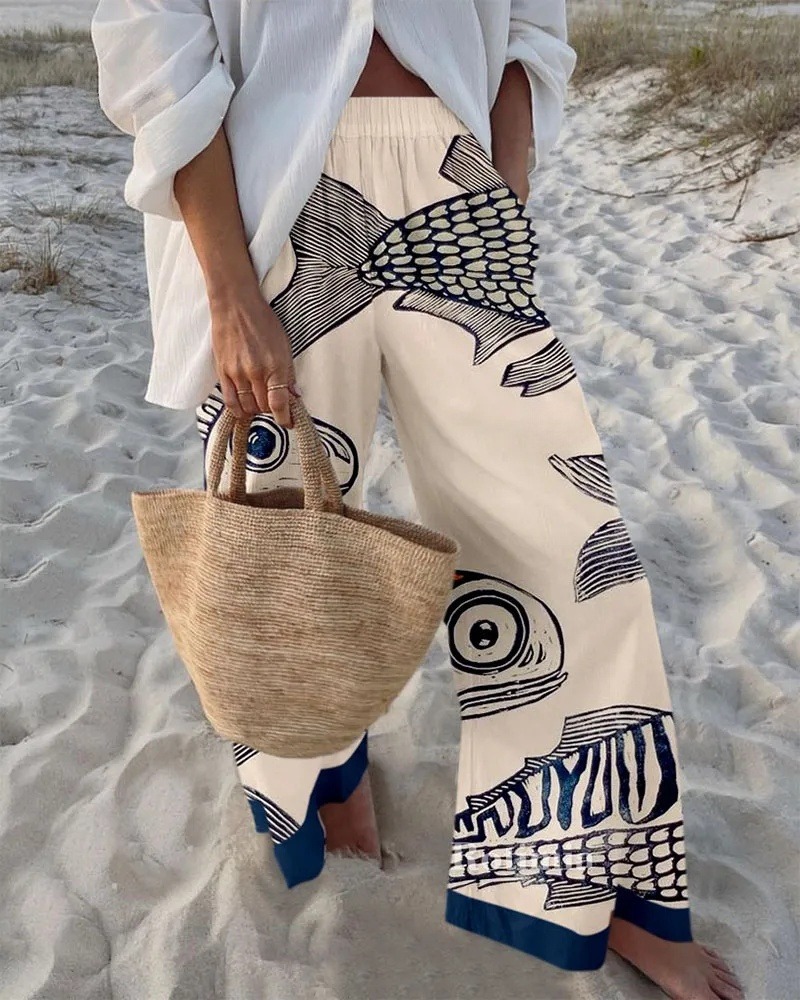 Vintage Fish Printed Pants