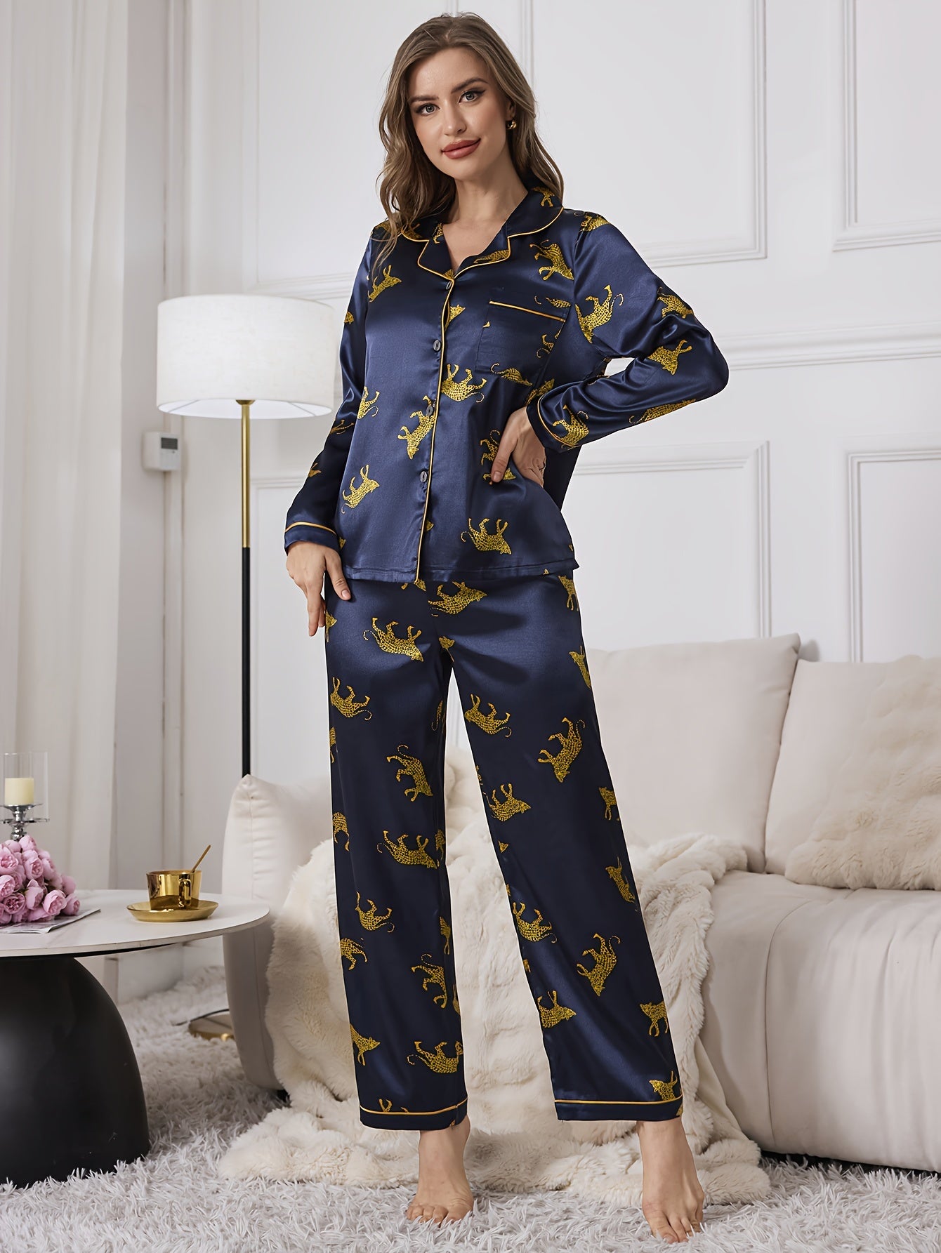 Luciana Leopard | Satinpajama set