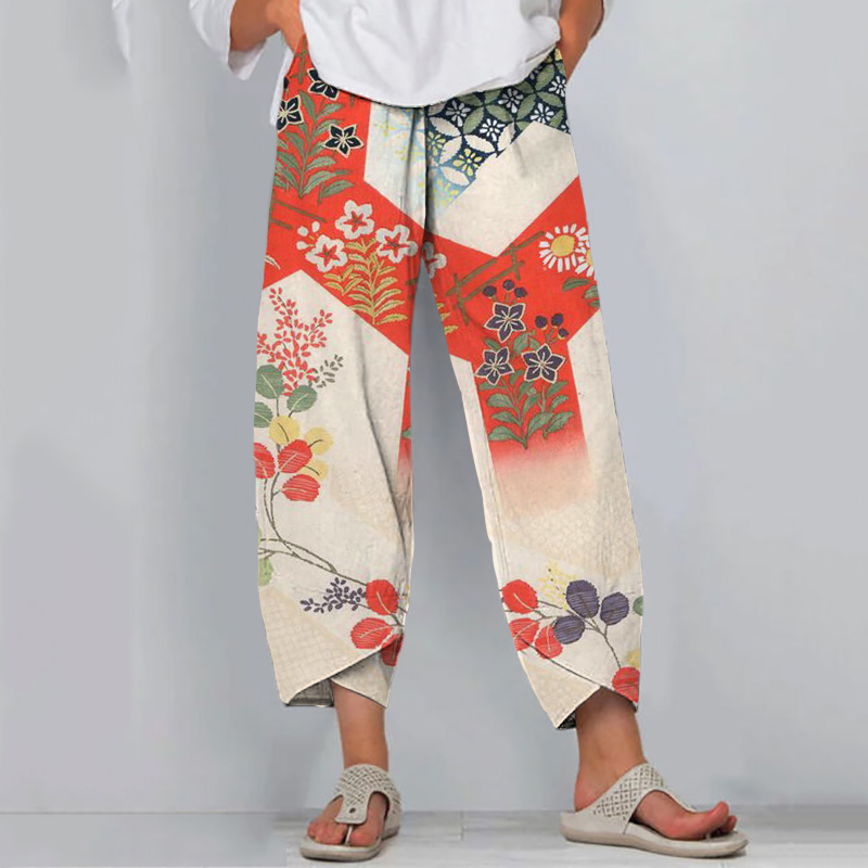 Japanese Art Print Loose Casual Pants