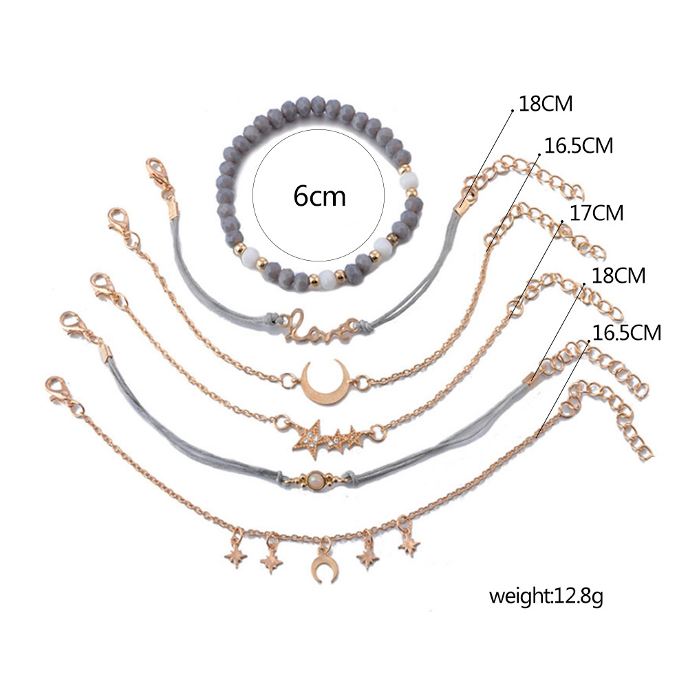 Star And Moon Pendant Bracelet