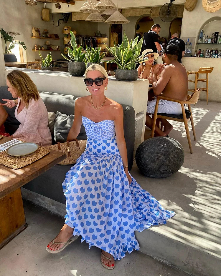 Bowknot Heart Print One Piece Swimsuit/Skirt/Kimono