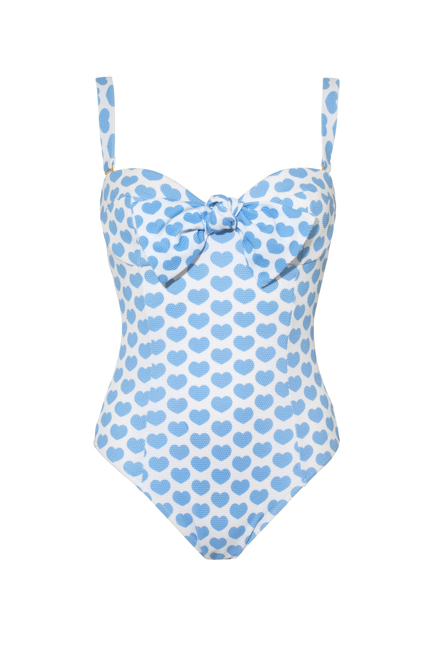 Bowknot Heart Print One Piece Swimsuit/Skirt/Kimono