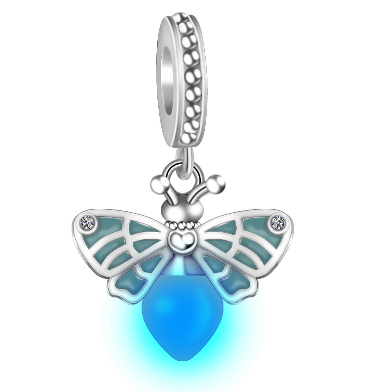 AliExpress cross-border supply of white copper 925 sterling silver DIY beaded accessories firefly dolphin bracelet pendant ornaments