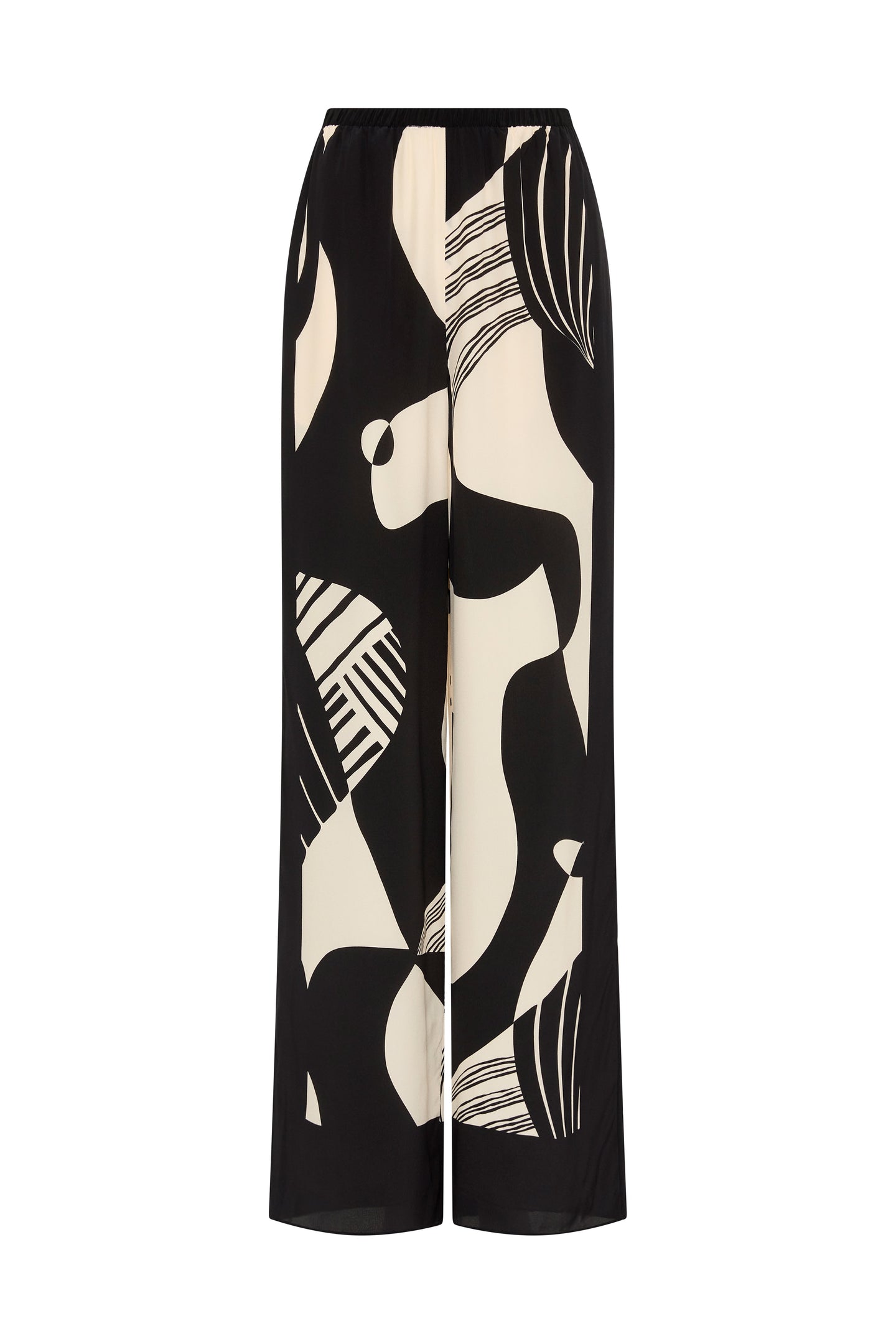 Black and White Long Sleeve Shirt and Wide Leg Trousers Set