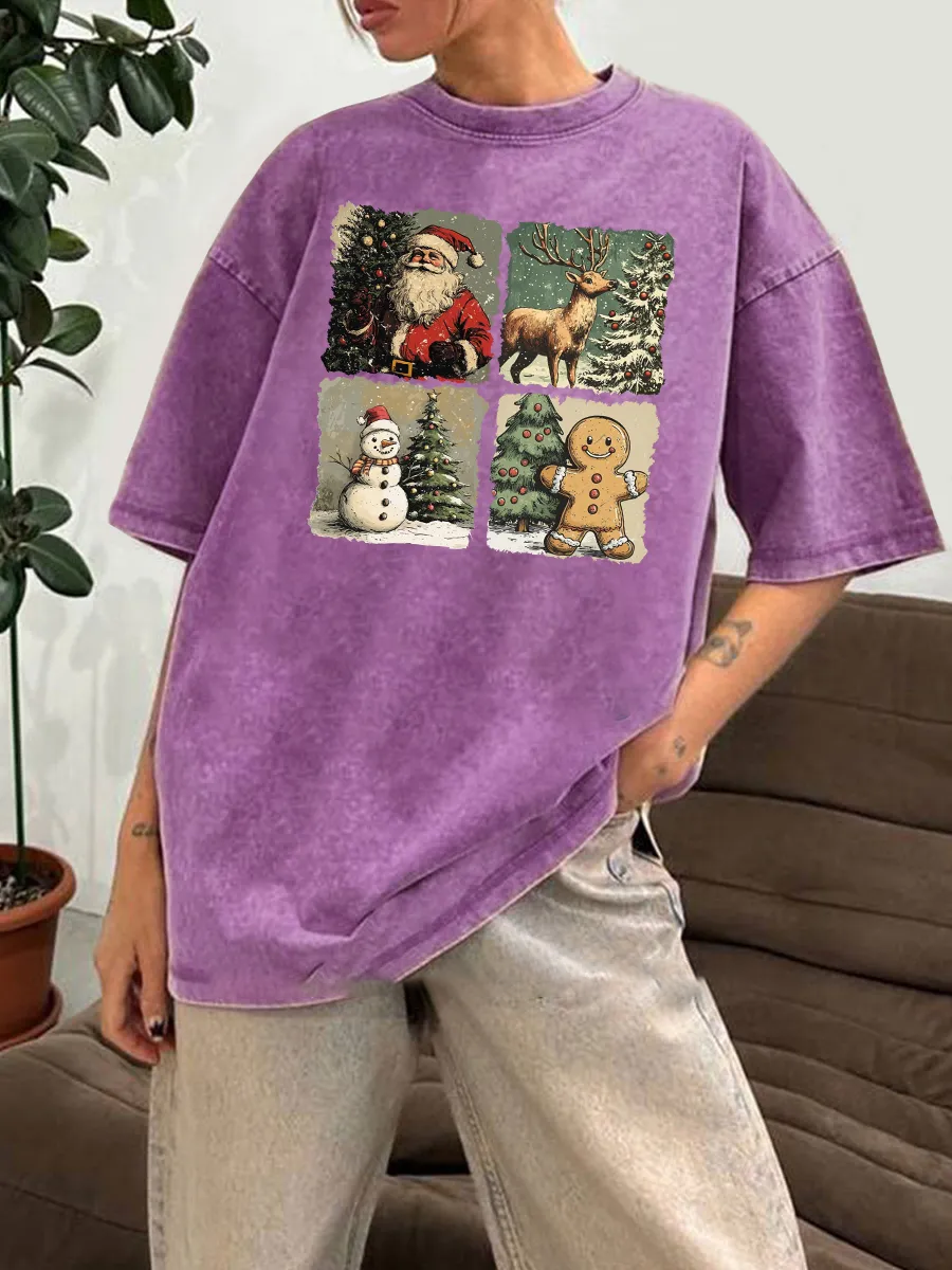Vintage Christmas Sublimation Washed T-Shirt