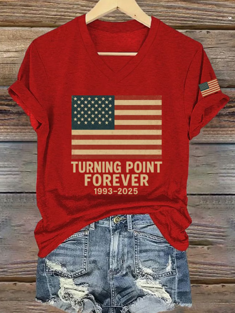 Women's Hot Spot Print V-neck T-shirt