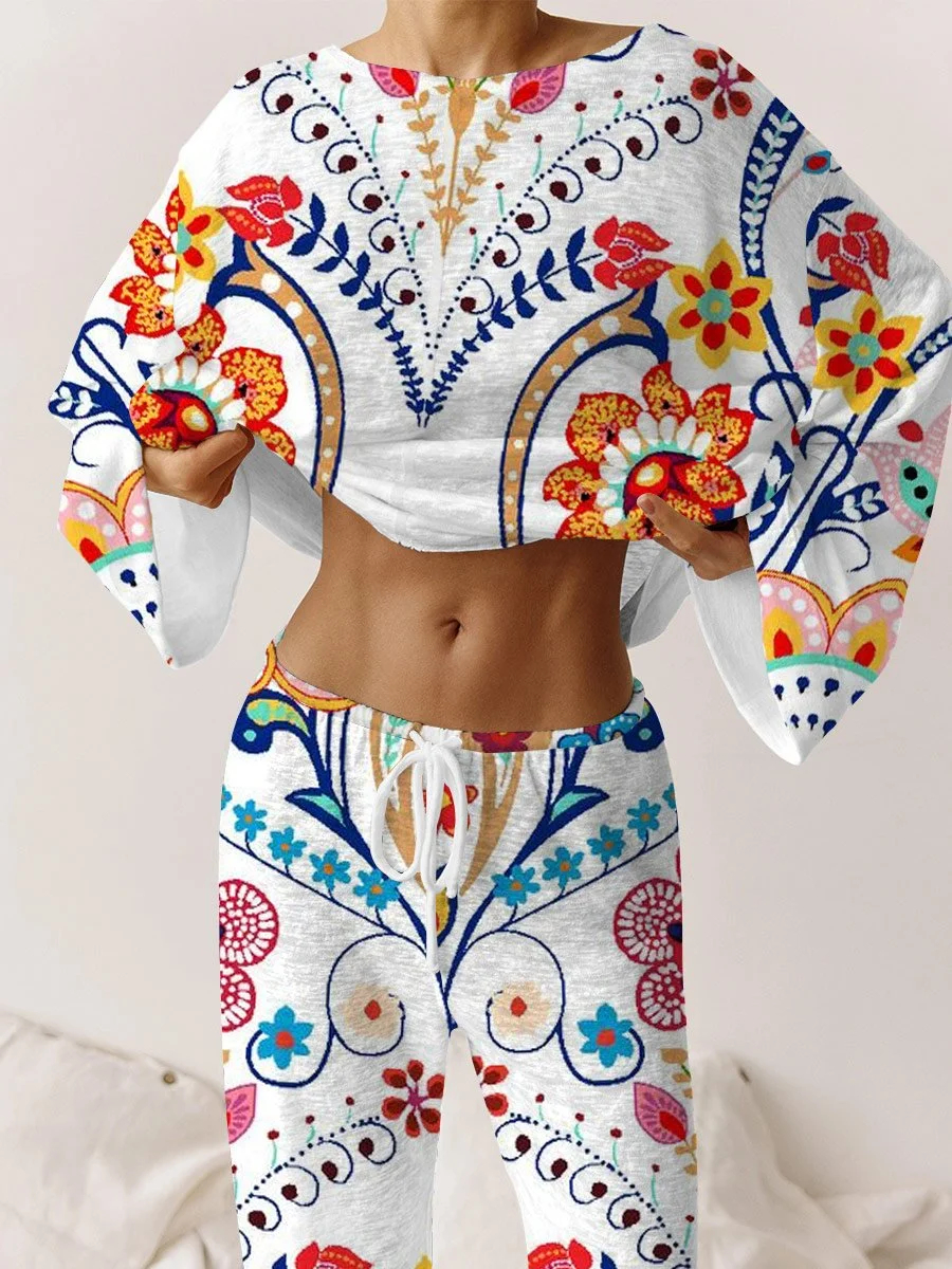 Ladies Bohemian Home Long Sleeve Suit