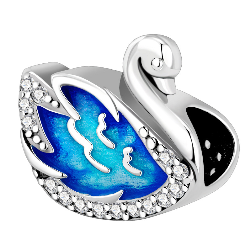 AliExpress cross-border supply of white copper 925 sterling silver DIY beaded accessories firefly dolphin bracelet pendant ornaments