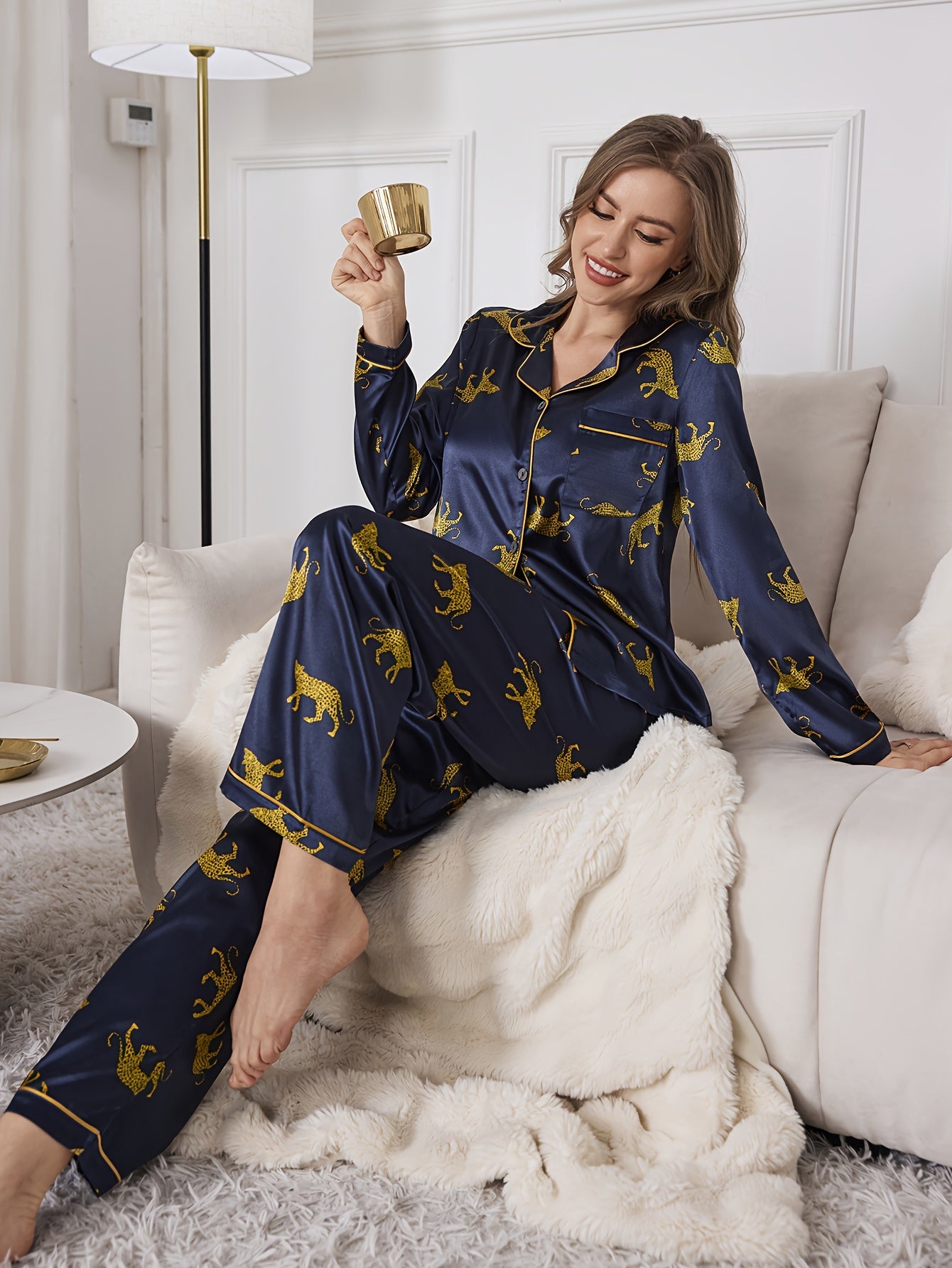 Luciana Leopard | Satinpajama set