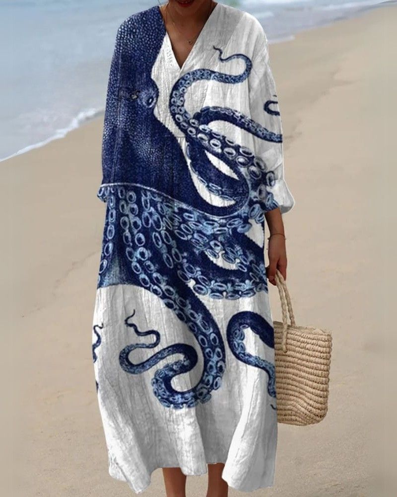 Women's Ocean Printed Maxi Dress