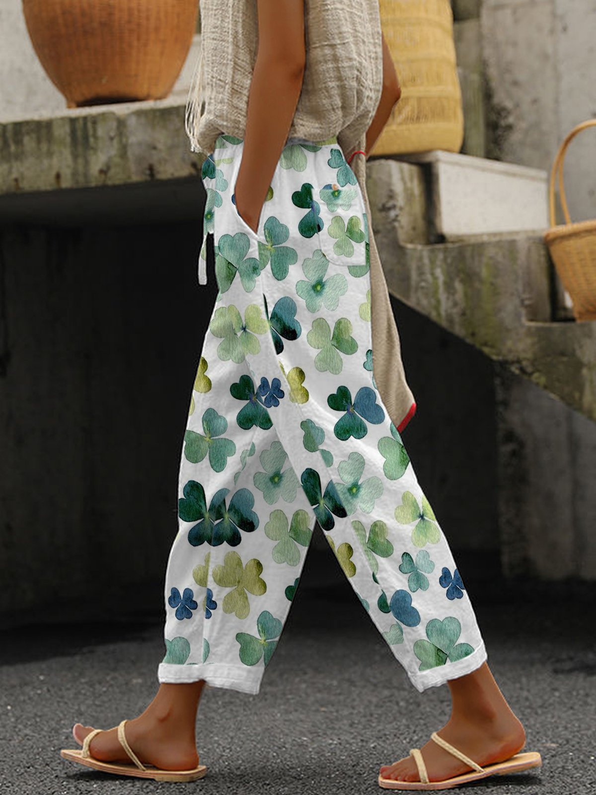 Women's Shamrock St. Patrick's Day Print Casual Pants